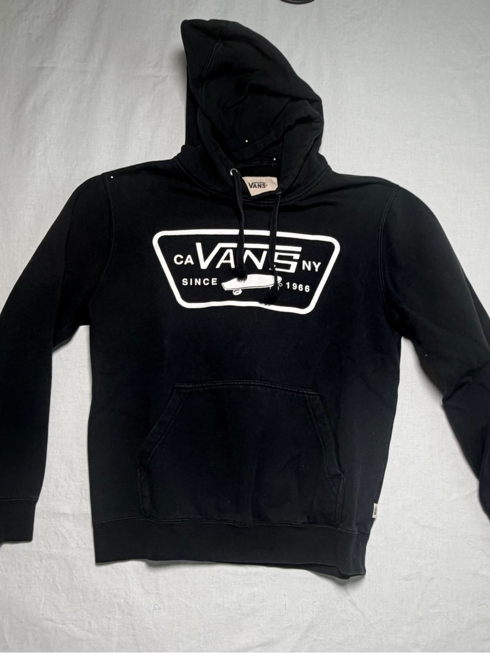 Vans Small Black Pullover Hoodie with White Logo (E0023)